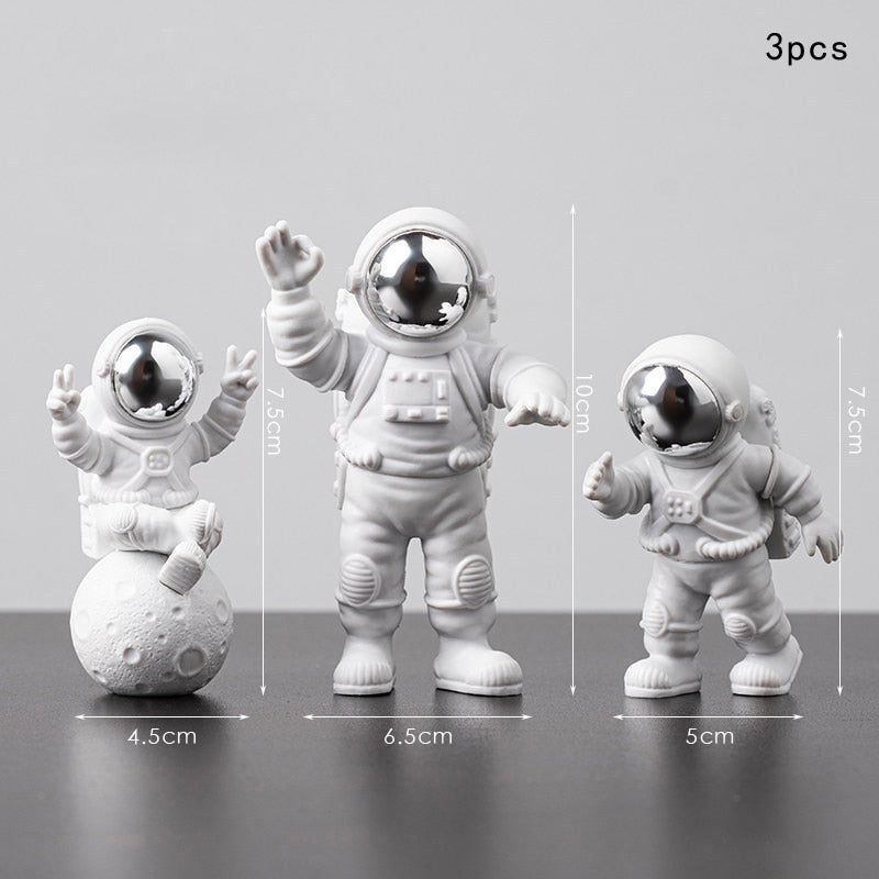 3PC or 4PC Astronaut Action Figures and Moon Resin Decor