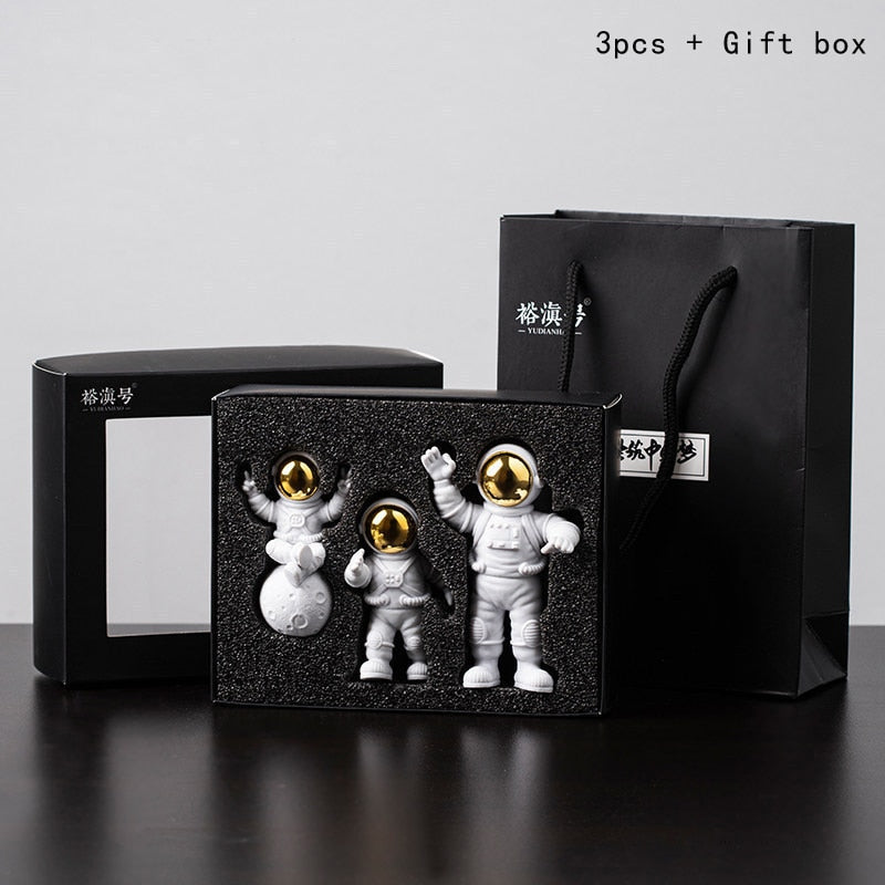 3PC or 4PC Astronaut Action Figures and Moon Resin Decor