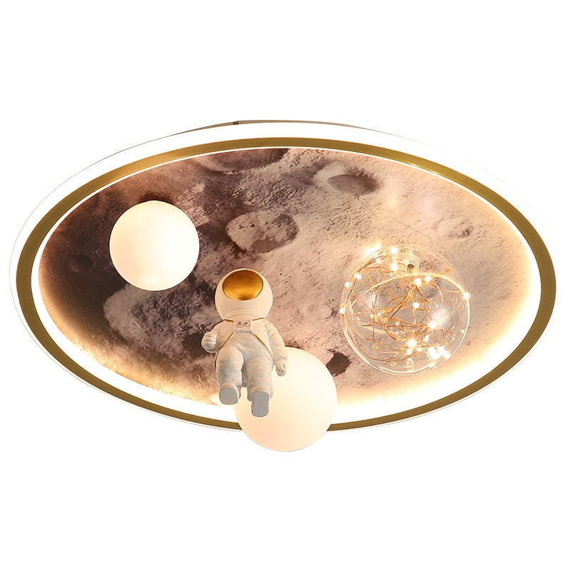 Moon Chandeliers for Dining Room Astronauts Led Lights Chandelier the Children's Ceiling Lamps Light Child Indoor Lighting